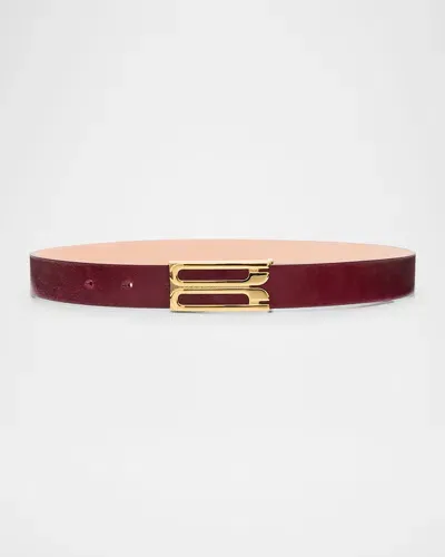 Victoria Beckham Frame Leather Belt In Burgundy