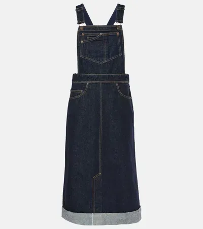 Victoria Beckham Convertible Denim Midi Skirt In Blue