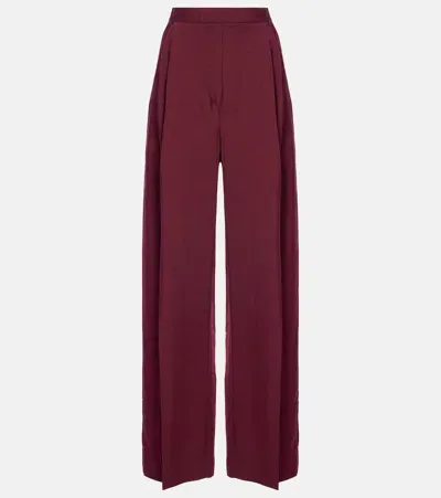 Victoria Beckham High-rise Wide-leg Pants In Burgundy