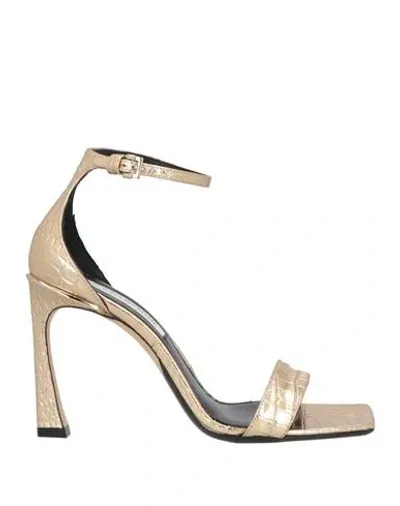 Victoria Beckham Crocodile-effect 100mm Leather Sandals In Gold