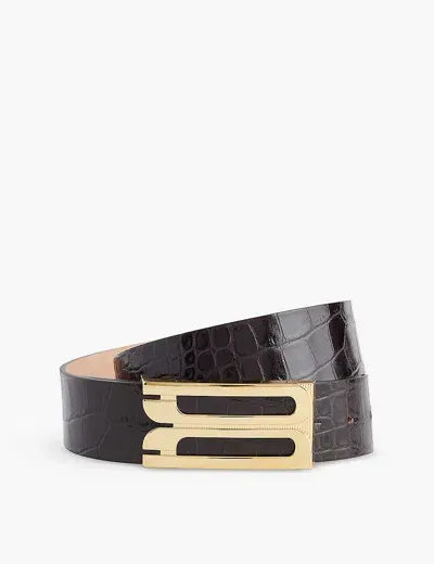 Victoria Beckham Womens Black Jumbo Frame Buckle-embellished Leather Belt