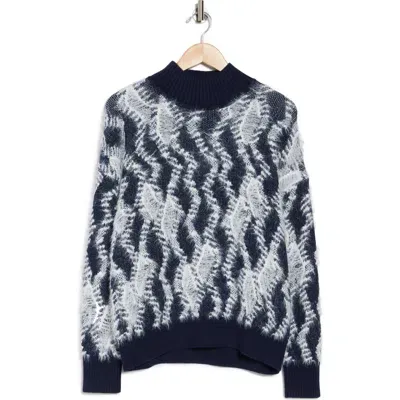 Vigoss Textured Turtleneck Sweater In Navy