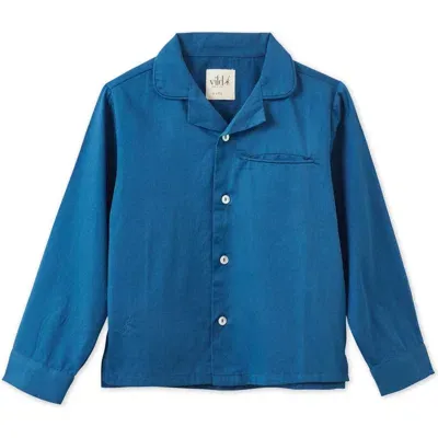 Vild House Of Little Kids'  Ls Organic Cotton Woven Collared Shirt In Navy Blue