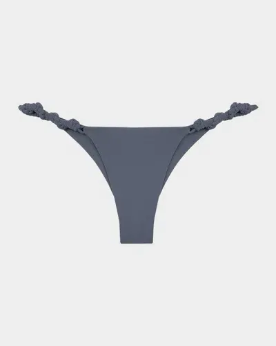 Vix Solid Holly Detail Cheeky Bikini Bottoms In Blue