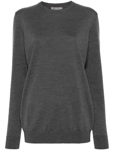 Wardrobe.nyc Long-sleeve Crewneck Wool Sweater In Charcoal