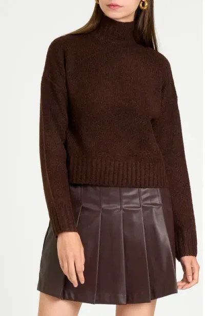 Wayf Charlie Mock Neck Sweater In Espresso