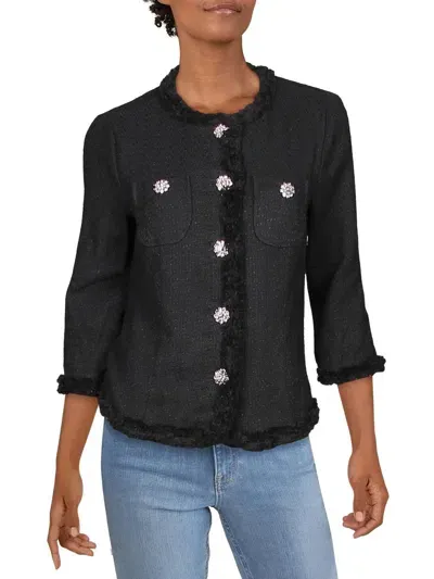 Wd-ny Womens Cotton Embellished Jacket In Black