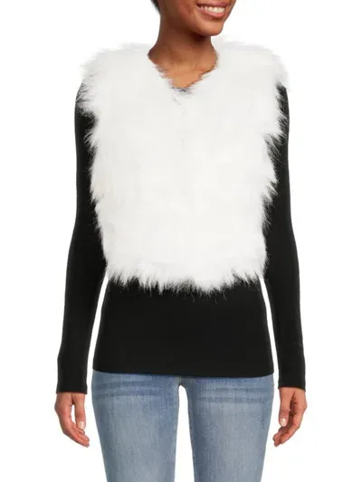 Wdny Women's Faux Fur Vest In Ivory White