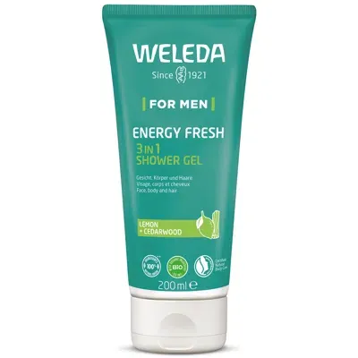 Weleda Men's Energy Fresh 3 In 1 Shower Gel 200ml In White