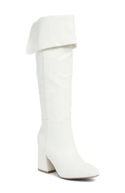 Wild Diva Lounge London Foldover Shaft Boot In White