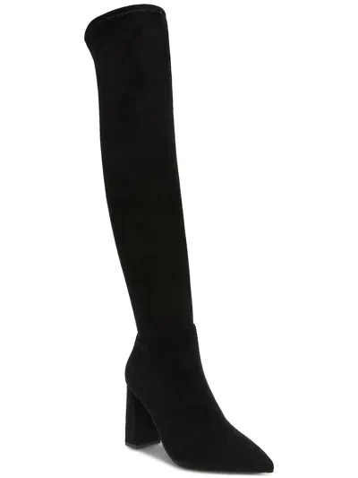 Wild Pair Bravy Womens Microsuede Block Heel Over-the-knee Boots In Black Micro