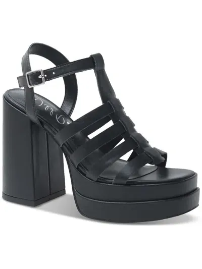 Wild Pair Orlah Womens Faux Leather Platform Sandals Block Heels In Black