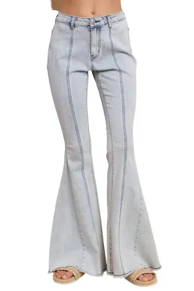 Wisteria Lane Star Flared Denim Pants In Light Wash In Blue