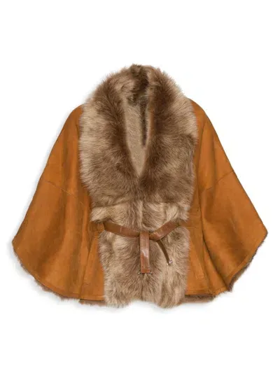 Wolfie Furs Women's Made For Generation Toscana Shearling Cape In Caramel