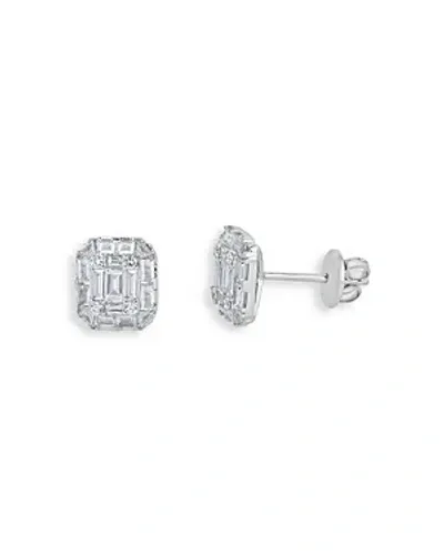 Zydo 18k White Gold Mosaic Diamond Stud Earrings, 1.28 Ct. T. W.