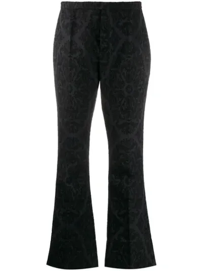 Saint Laurent Velvet-effect Flared Trousers In Black