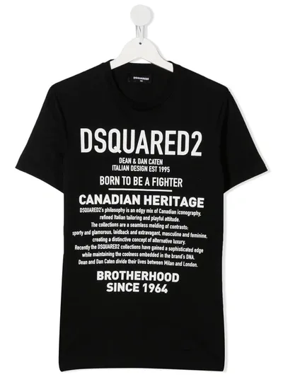 Dsquared2 Teen Logo Print T-shirt In Black