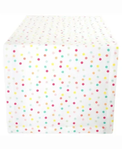 Design Imports Multi Polka Dots Print Table Runner 14" X 108" In Aqua