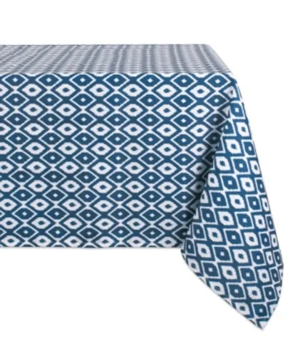 Design Imports Ikat Outdoor Tablecloth With Zipper 60" X 120" In Blue