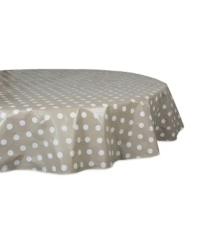 Design Imports Polka Dot Vinyl Tablecloth 70" Round In Nude Or Na