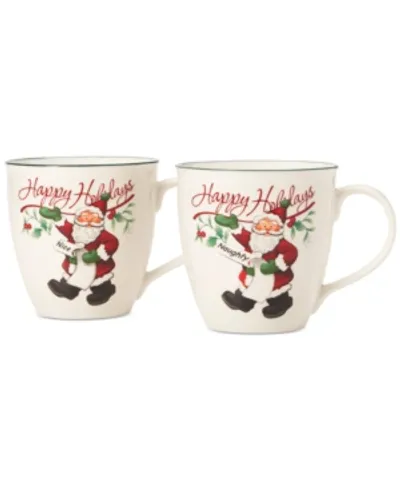 Pfaltzgraff Naughty & Nice Porcelain Mugs, Set Of 2