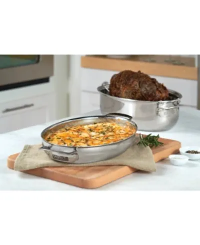 Viking Metal Induction-safe 8.5-qt. Oval 3-in-1 Roaster With Lid & Rack In Stainless Steel