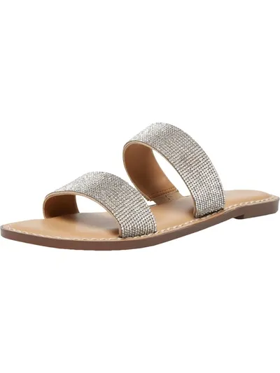 Wild Pair Ginnie Double-band Slide Flat Sandals, Created For Macy's Women's Shoes In Silver