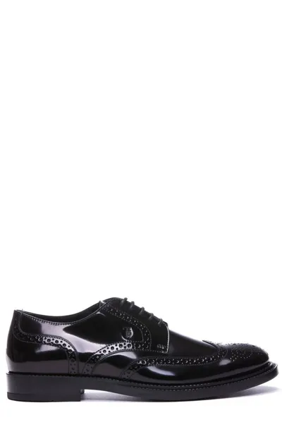 Tod's Derby Bucature Formale Gomma 62c Laced Shoe In Black