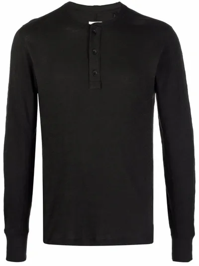 Rag & Bone Long-sleeve Cotton Top In Jetblk