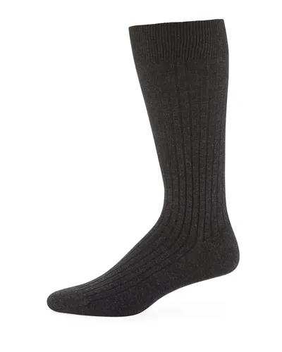 Neiman Marcus Core-spun Socks, Over-the-calf In Navy