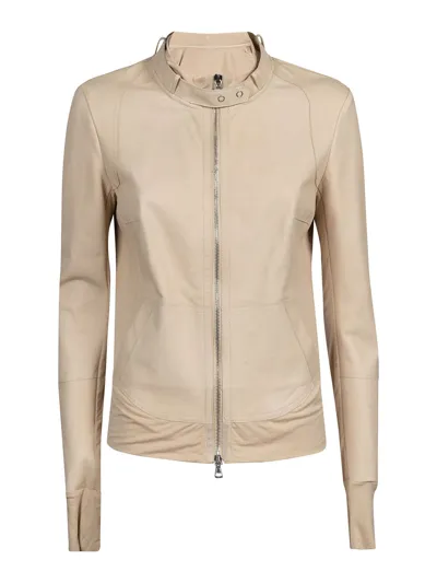 Liven Leather Jacket In Beige