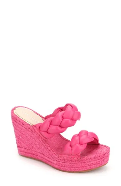 Kenneth Cole New York Women's Footwear Olivia Braid Espadrille Wedge Sandals Women's Shoes In Pink