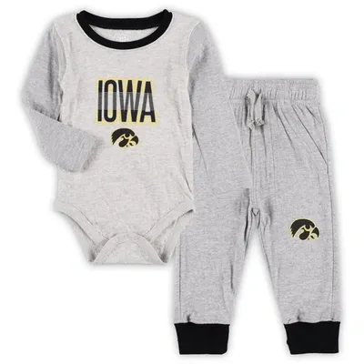 Wes & Willy Babies' Infant Boys And Girls  Heather Gray Iowa Hawkeyes Jie Jie Long Sleeve Bodysuit And Pants