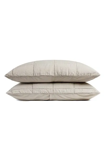 Parachute Linen Box Quilted Sham Set In Bone