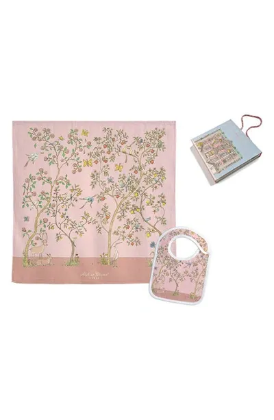 Atelier Choux Kids'  In Bloom Pink Bib & Swaddle Set