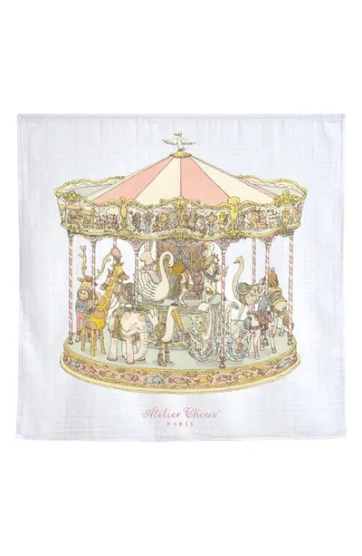 Atelier Choux Kids' Pink Carousel Cotton Swaddle