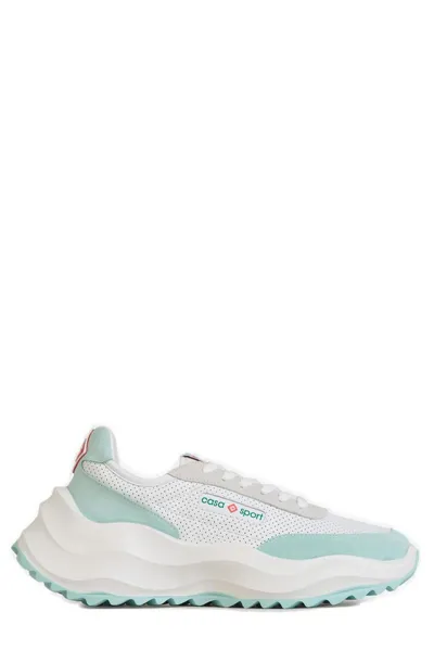 Casablanca Atlantis Leather Low Top Sneakers In White Mint