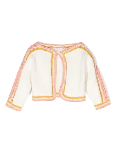 Chloé Babies' Cotton Knitted Cardigan In Ivory