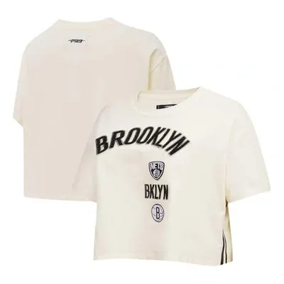 Pro Standard Cream Brooklyn Nets Retro Classic Cropped Boxy T-shirt