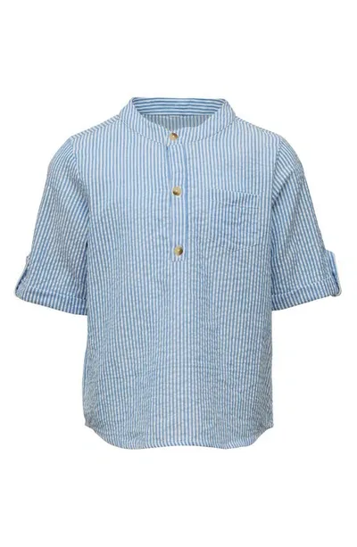 Snapper Rock Kids' Little Boy's & Boy's Striped Seersucker Henley Shirt In Blue