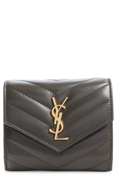 Saint Laurent Small Ysl Envelope Quilted Wallet In 3212 Light Musk