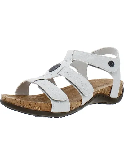 Bearpaw Ridley Ii Womens Faux Leather Open Toe Wedge Sandals In Beige