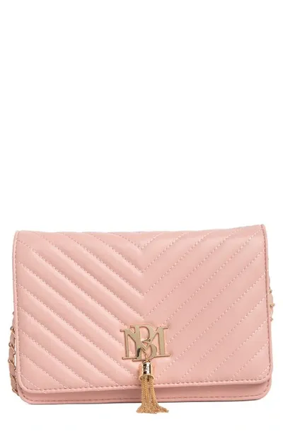 Badgley Mischka Chevron Quilted Crossbody Bag In Blush