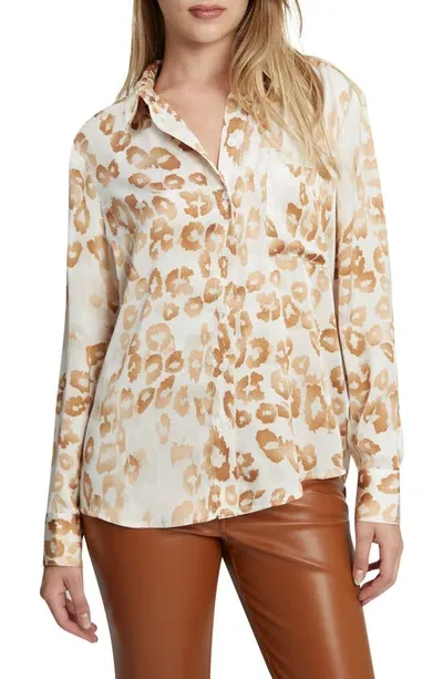 Bardot Classic Leopard Satin Button-up Shirt