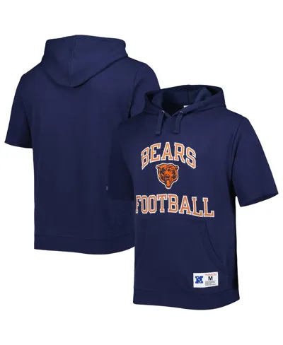 Mitchell & Ness Men's  Navy Chicago Bears Washed Short Sleeve Pullover Hoodie