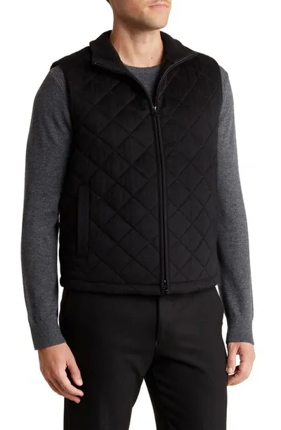 Stewart Of Scotland Amicale Diamond Quilt Wool & Cashmere Vest In Black