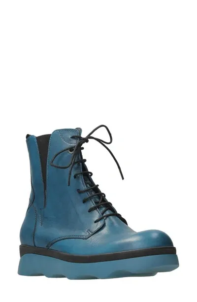 Wolky Akita Water Resistant Combat Boot In Petrol