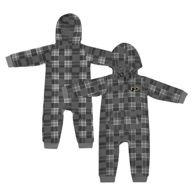 Colosseum Babies' Infant   Black Purdue Boilermakers Full-zip Plaid Hoodie Long Sleeve Jumper