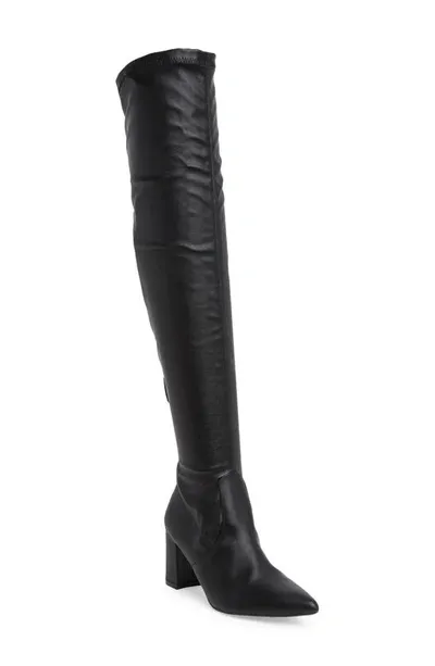 Wild Diva Lounge Amiya Over The Knee Boot In Black Pu