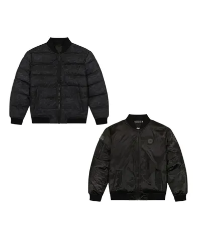 Space One Kids' Big Boys Reversible Bomber Jacket In Black Space